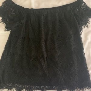 Black lace off the shoulder top
